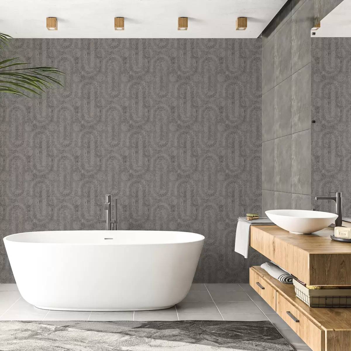 Wallpaper Graphics in grey style with scuffs a00143