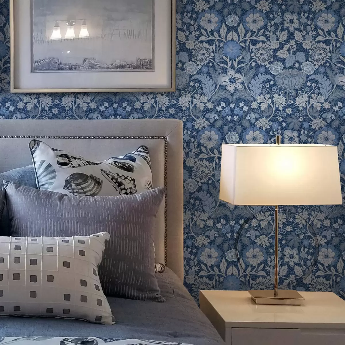 Wallpaper Blue botanical print in vintage style a00145v2