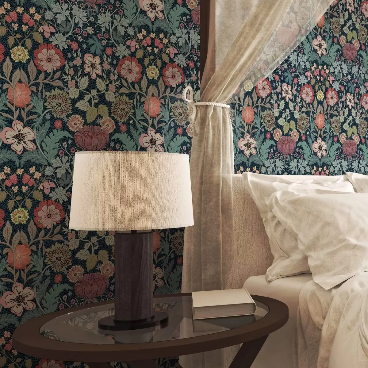 Wallpaper Floral pattern in burgundy and green a00145v5