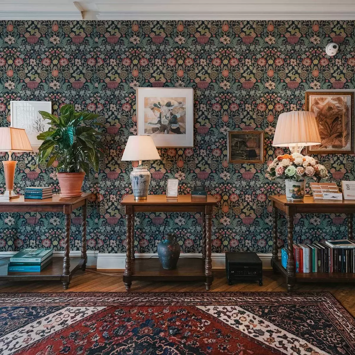 Wallpaper Floral pattern in burgundy and green a00145v5