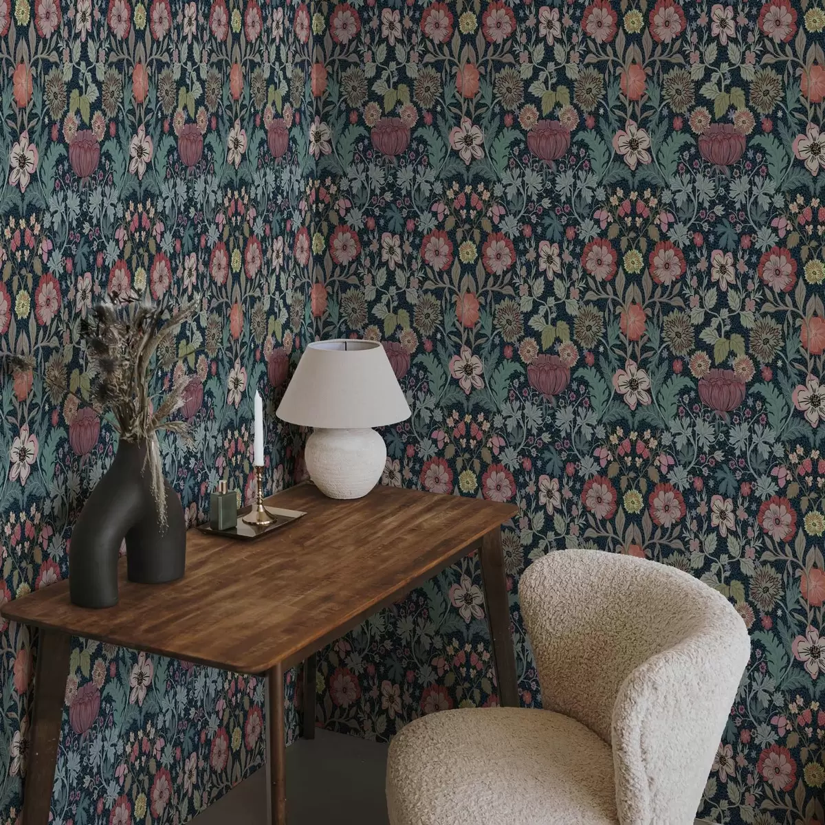 Wallpaper Floral pattern in burgundy and green a00145v5