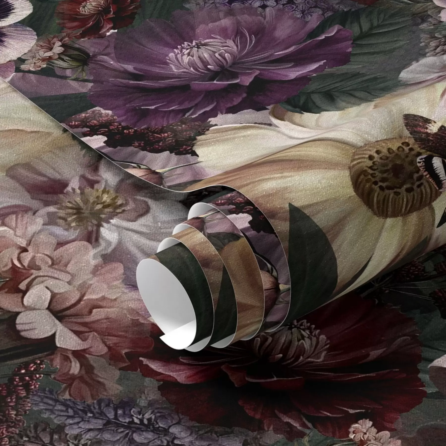 wall murals Art floral print in dark colours a00147