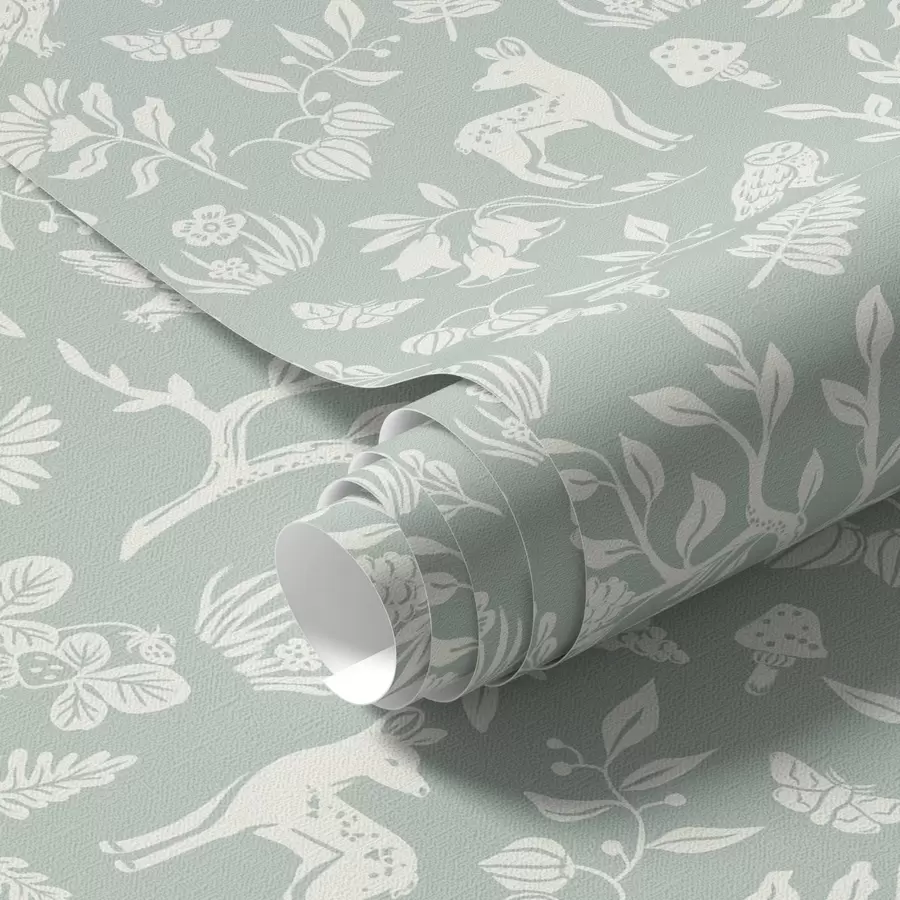 wall murals Scandinavian animals and plants on a mint background a00149