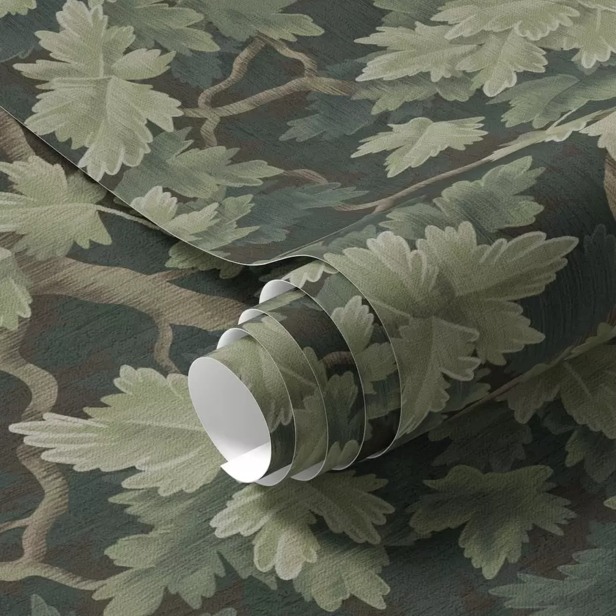 wall murals Oak leaves on green background a00151