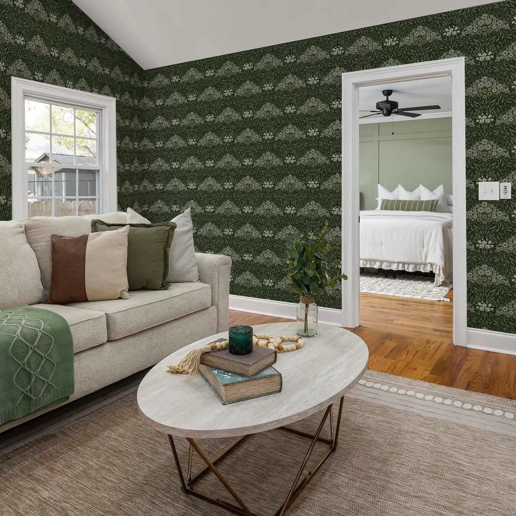 wall murals Floral symmetry with flowers on a dark background a00153