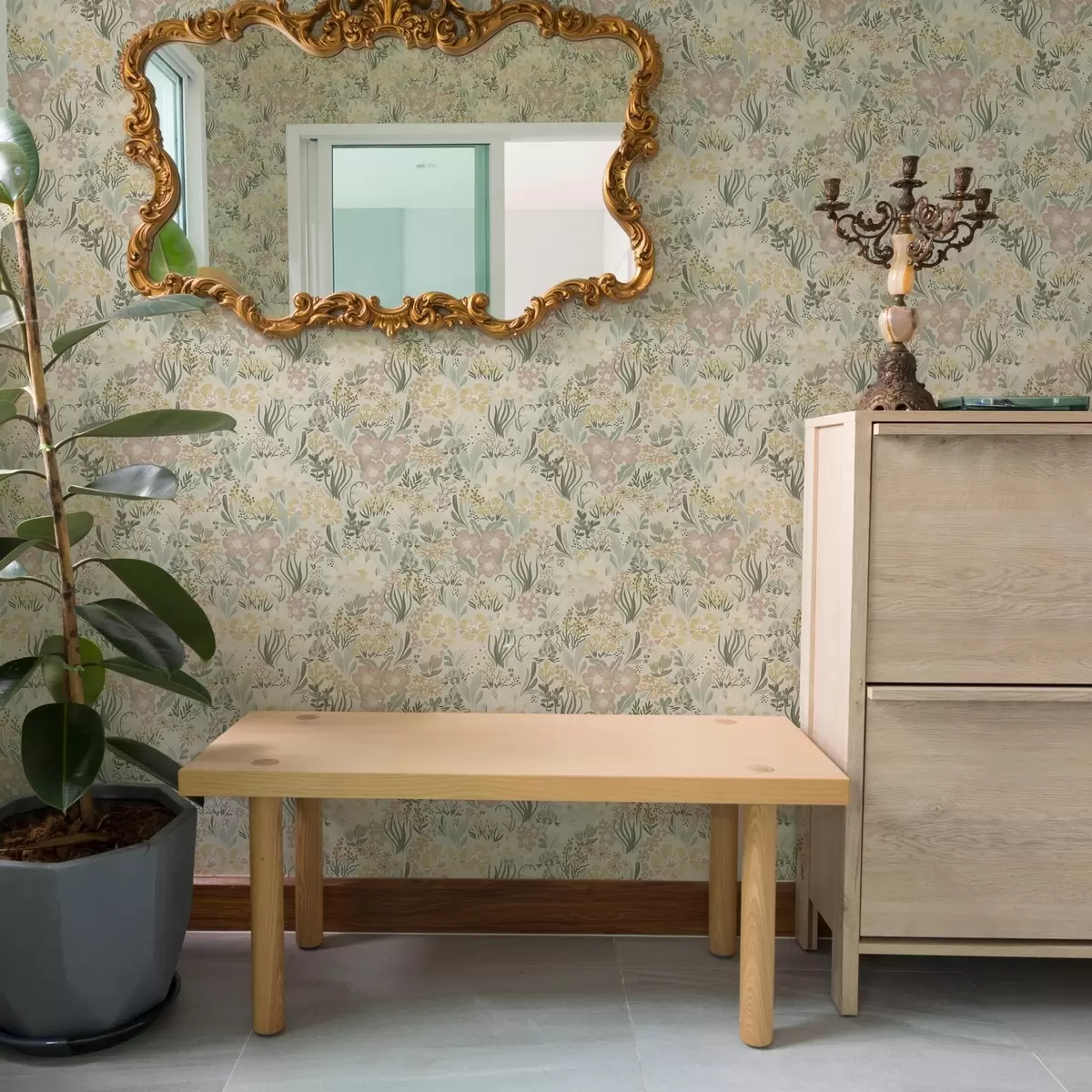 Wallpaper Floral print in pastel palette a00154v1