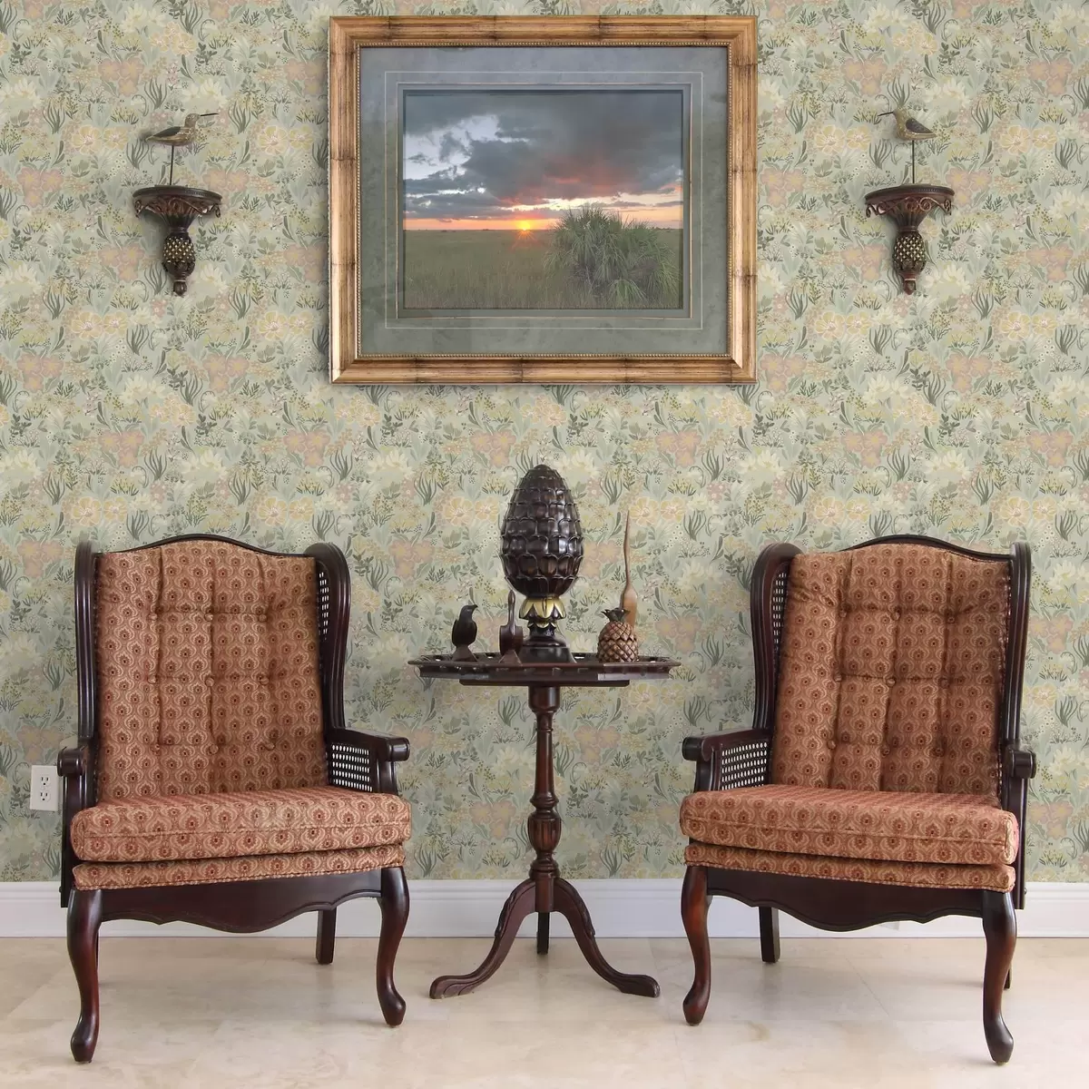 Wallpaper Spring composition in soft green colours a00154v2