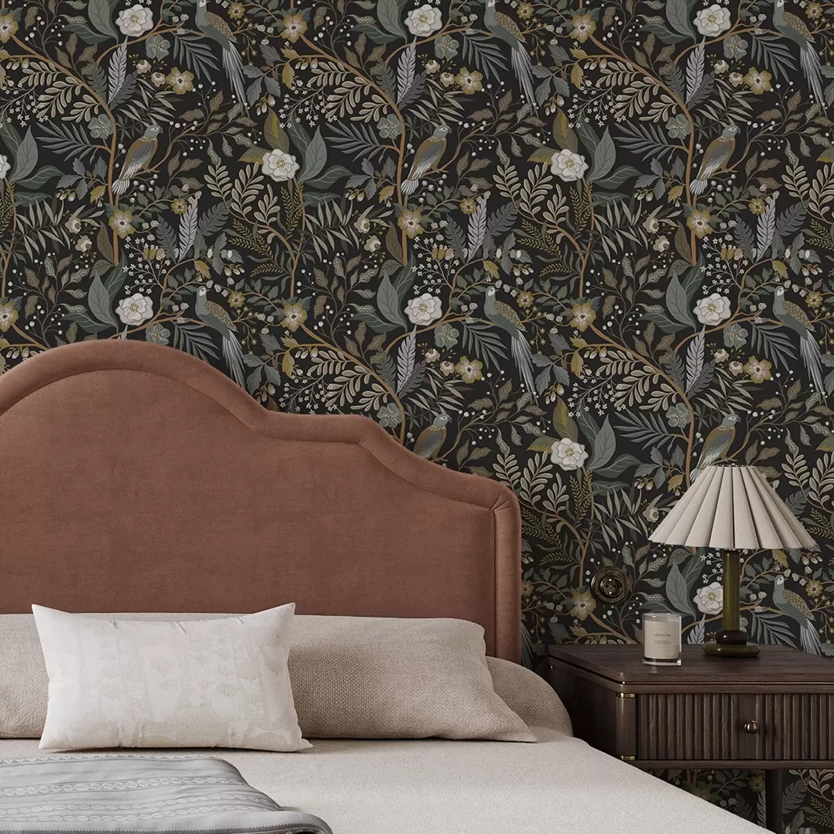 Wallpaper Birds among branches on a dark background a00161