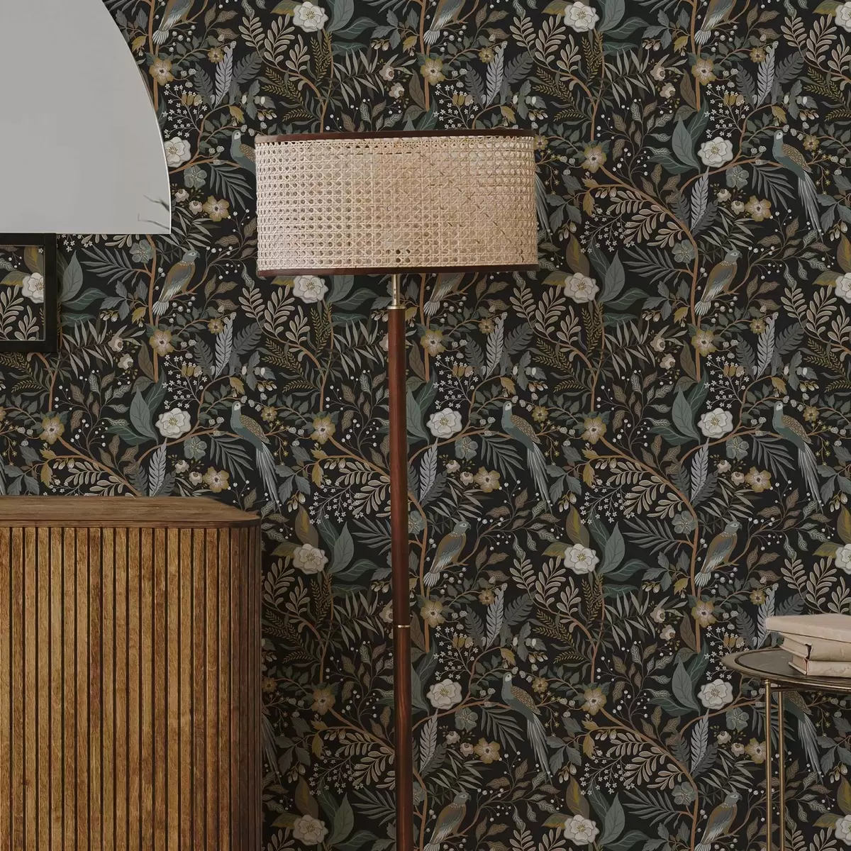 Wallpaper Birds among branches on a dark background a00161