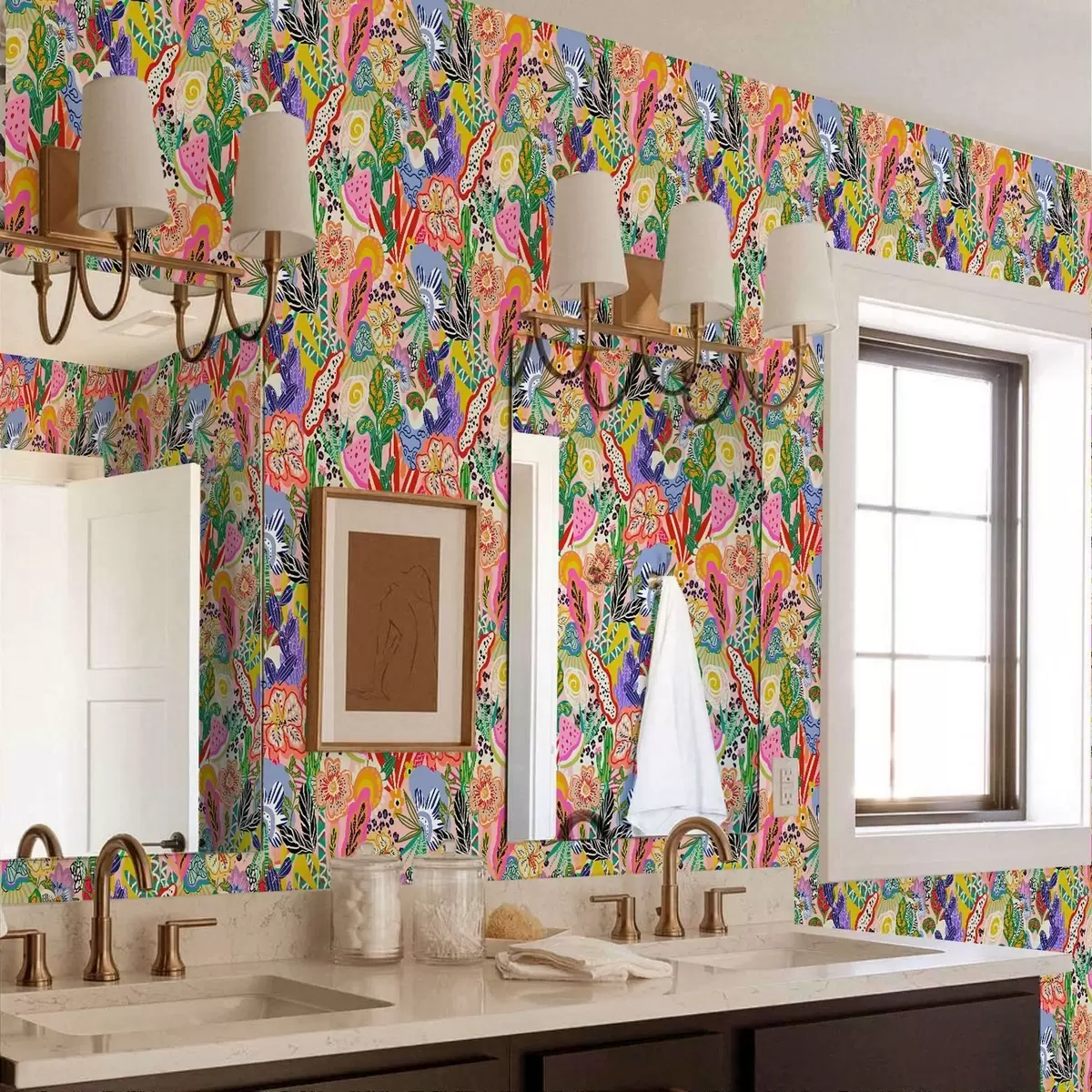 Wallpaper Abstract floral print in pop art style a00167