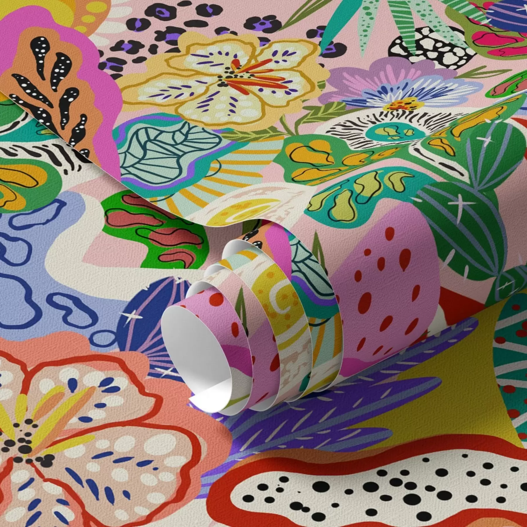 wall murals Abstract floral print in pop art style a00167