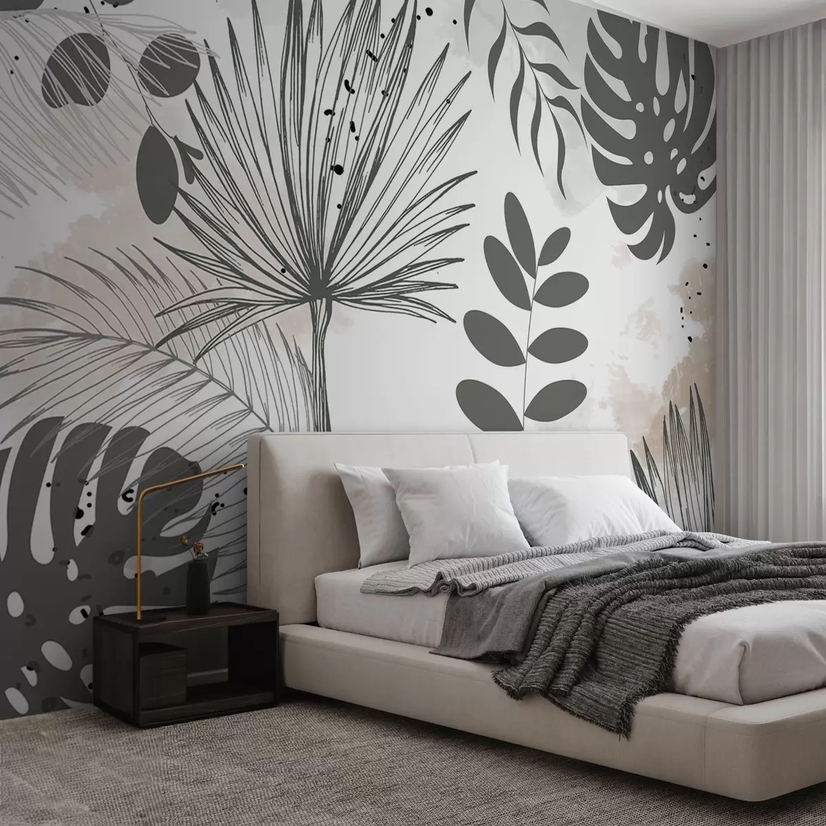wall murals Tropical leaves w03886