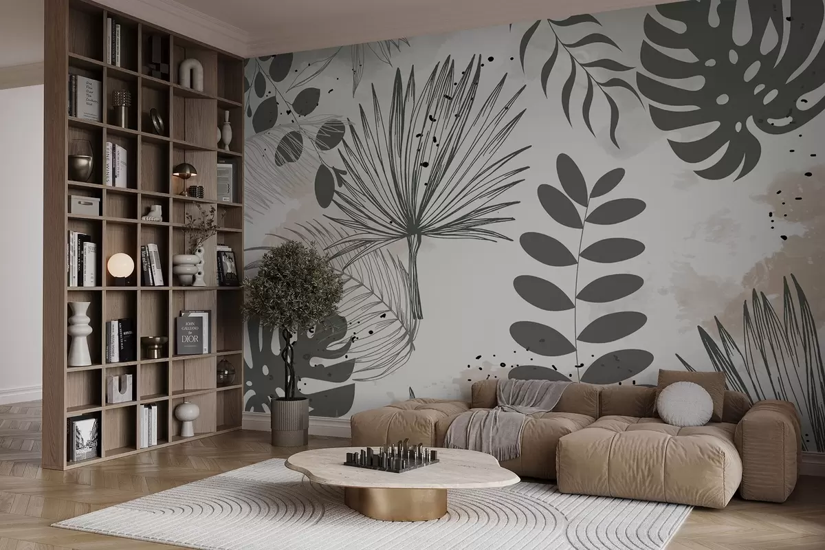 wall murals Tropical leaves w03886