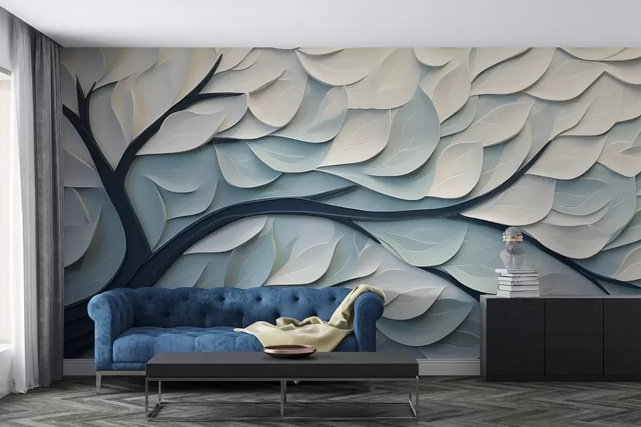 wall murals Tree with abstract leaves w03889