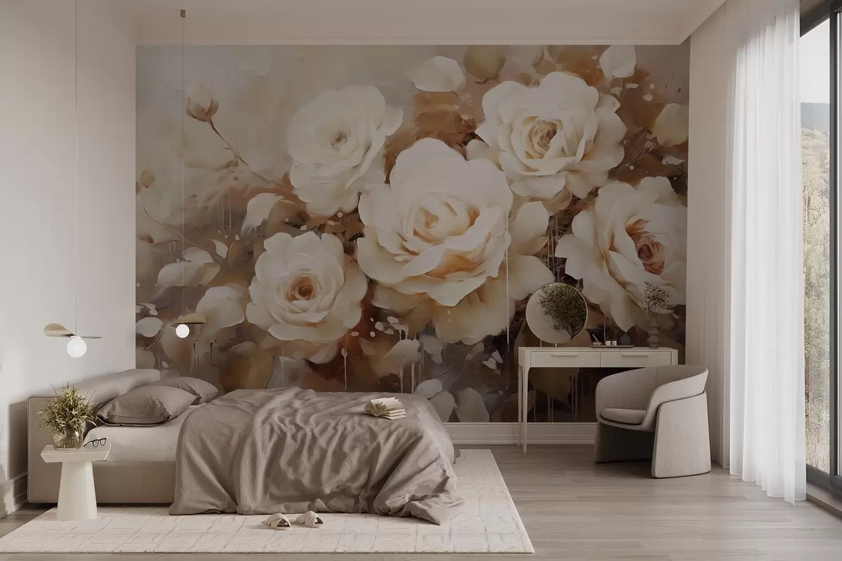 wall murals Roses in vintage style w03895