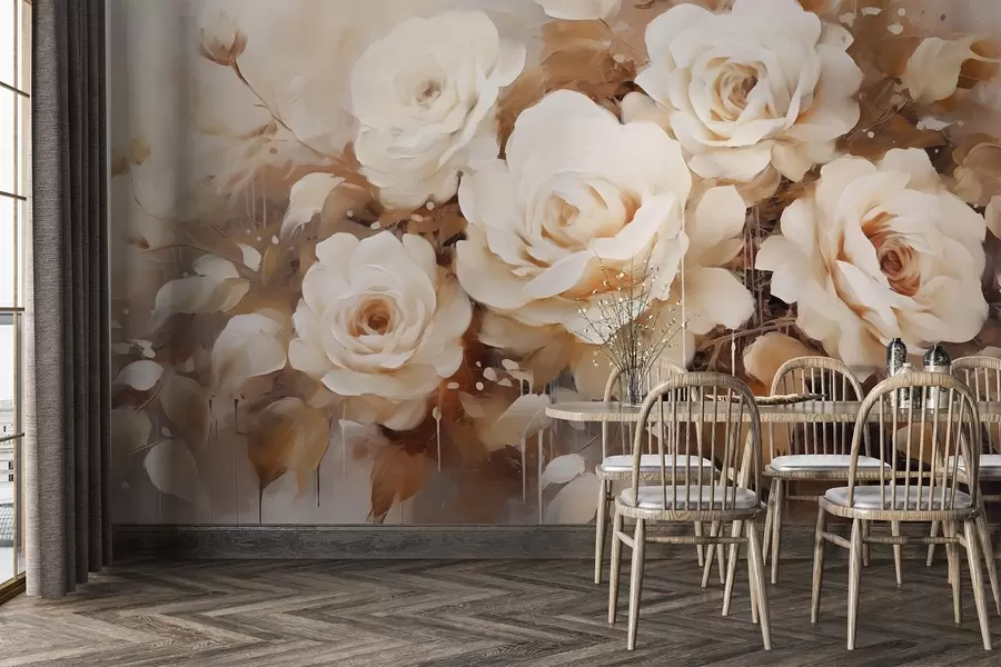 wall murals Roses in vintage style w03895