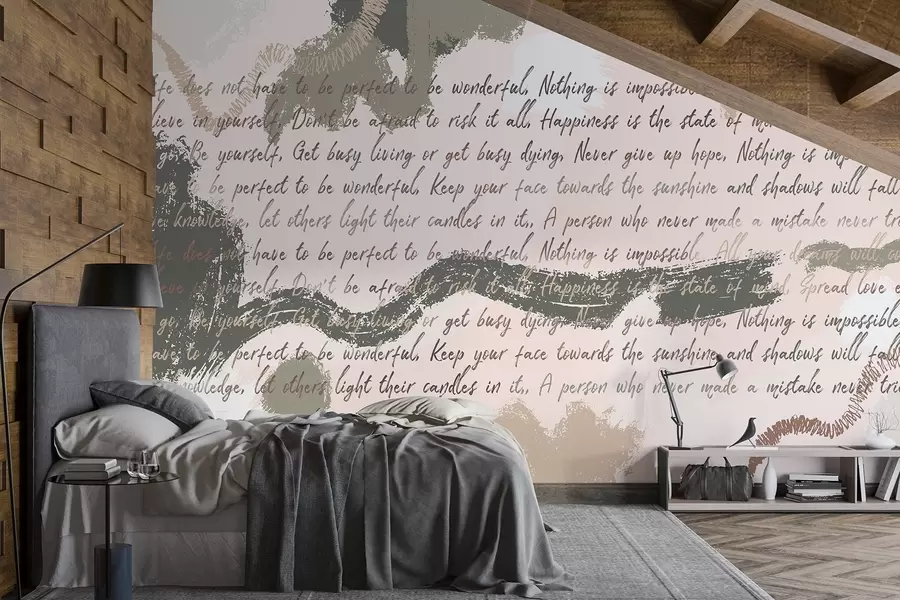 wall murals Design with inspirational quotes, abstraction, natural colors w03909