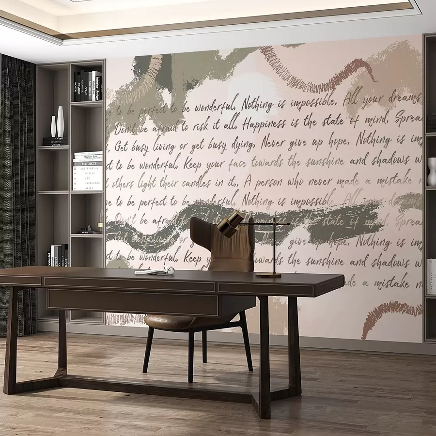 wall murals Design with inspirational quotes, abstraction, natural colors w03909