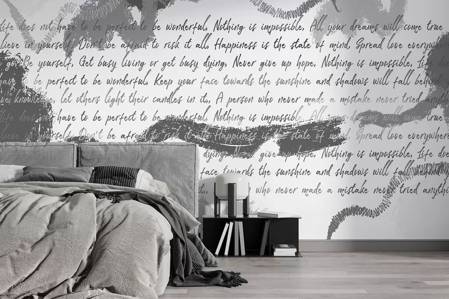 wall murals Design with inspirational quotes, abstraction, grey colors w03909v4
