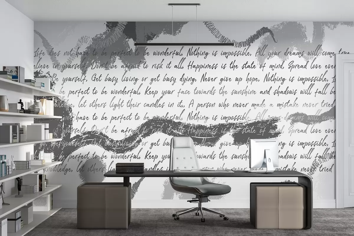 wall murals Design with inspirational quotes, abstraction, grey colors w03909v4