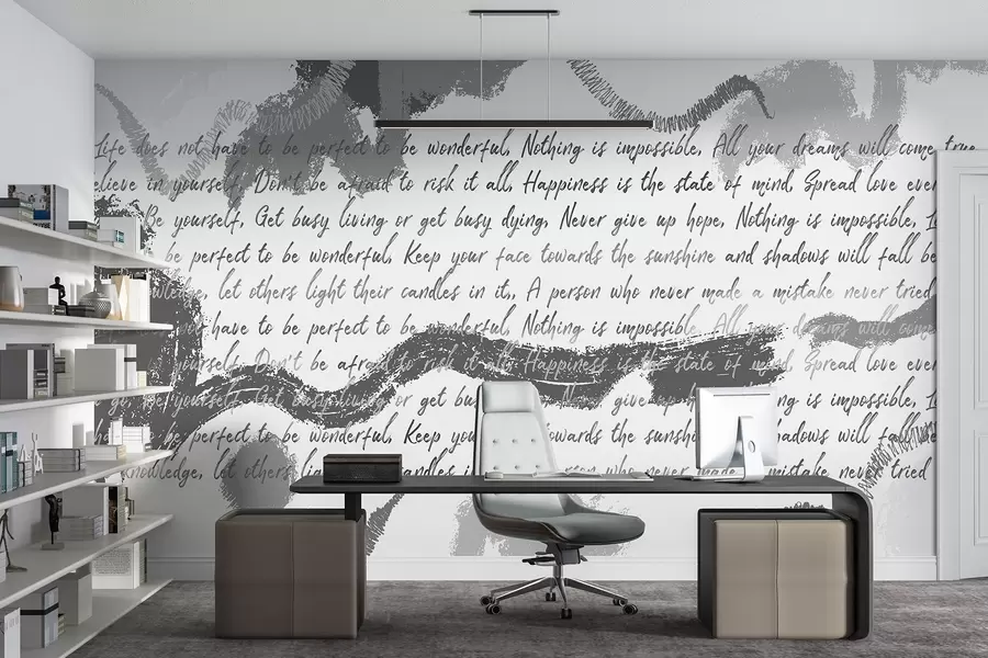 wall murals Design with inspirational quotes, abstraction, grey colors w03909v4