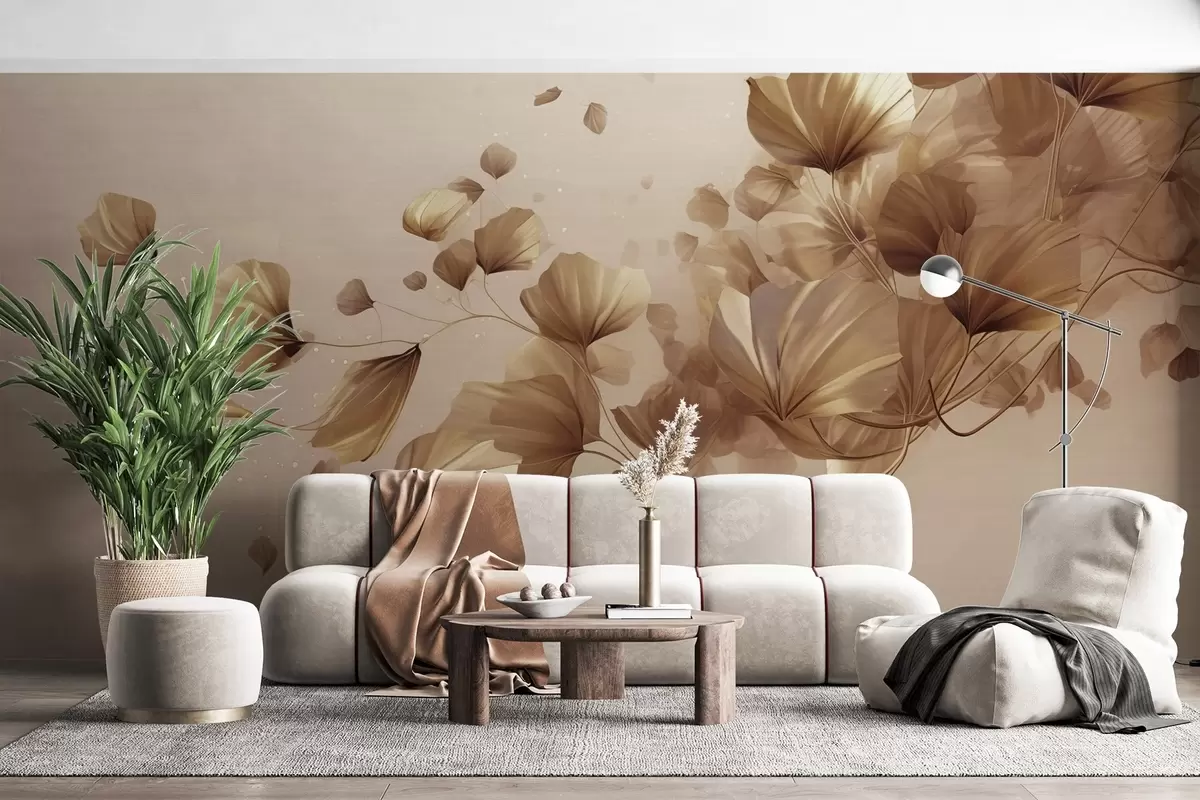 wall murals suspended mid-air, subtle glow, hand-drawn textures with pastel gradients, vintage paper background, abstract floral time loop w03947v1
