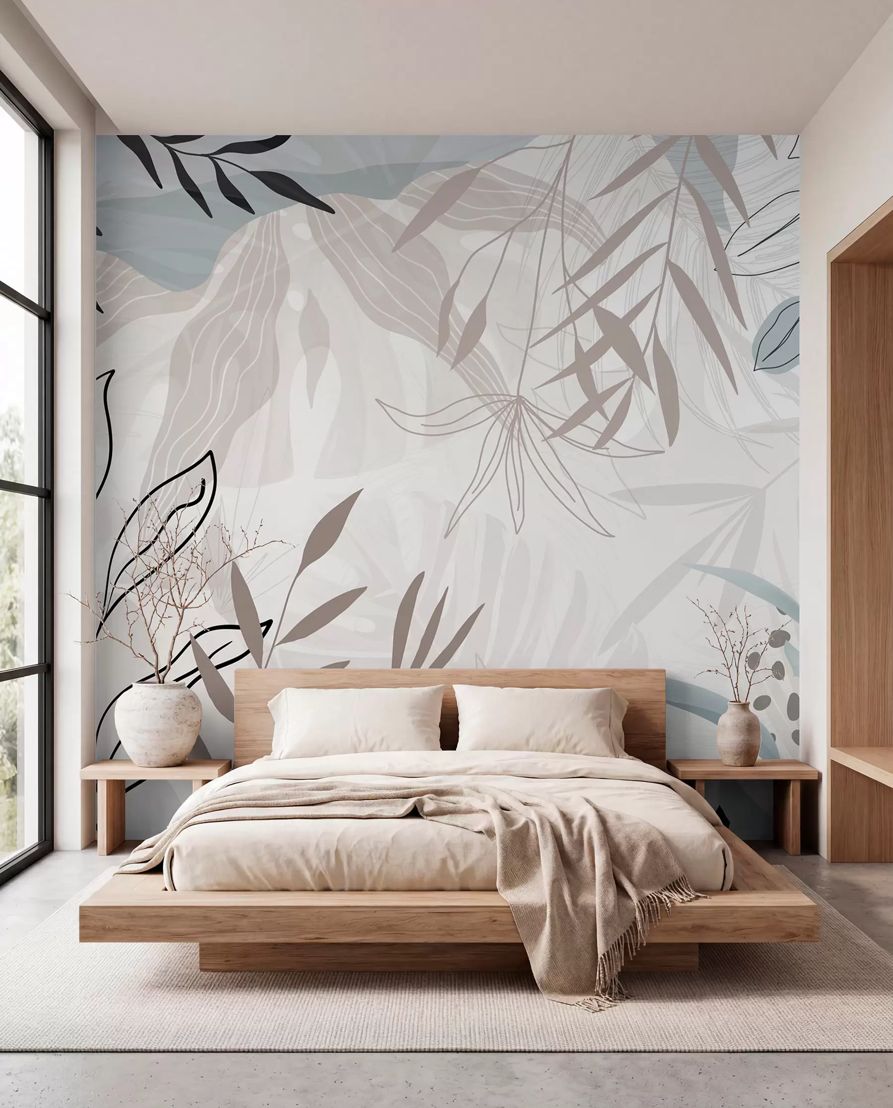 wall murals Leaves in Modern Lines w09105