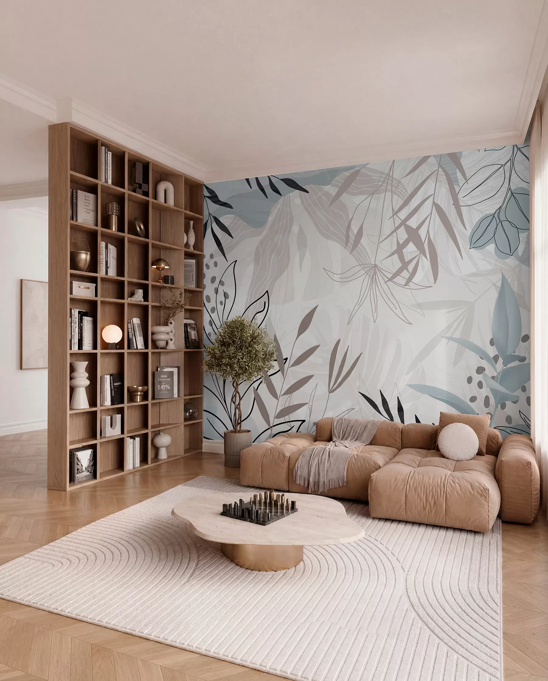 wall murals Leaves in Modern Lines w09105