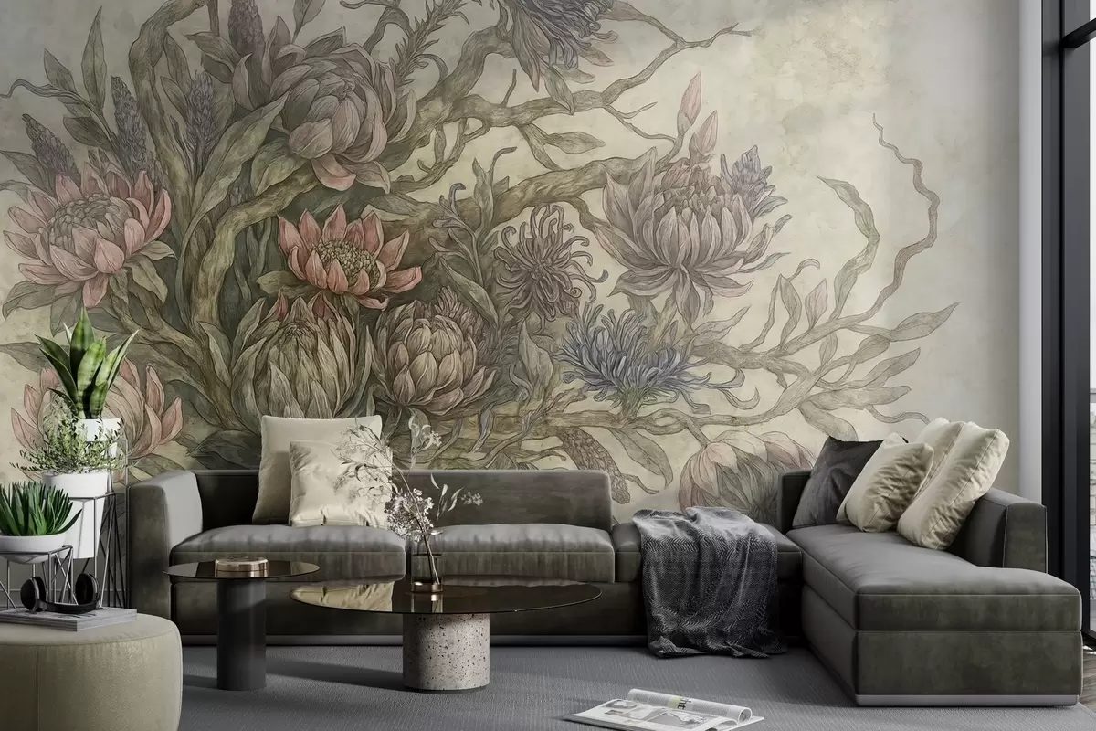 wall murals Whimsical flowers w03975