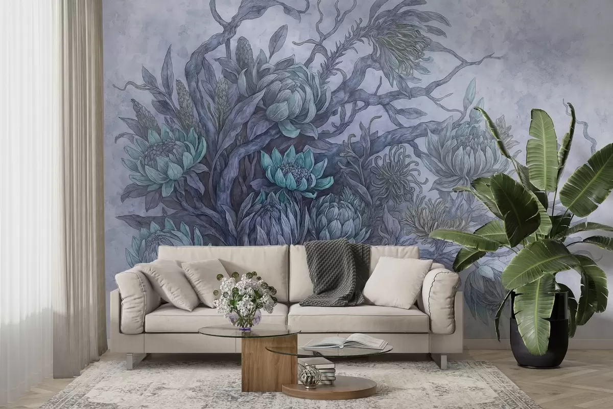 wall murals Whimsical flowers w03975v1