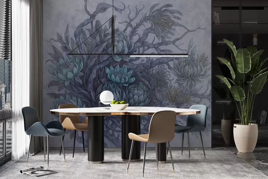 wall murals Whimsical flowers w03975v1