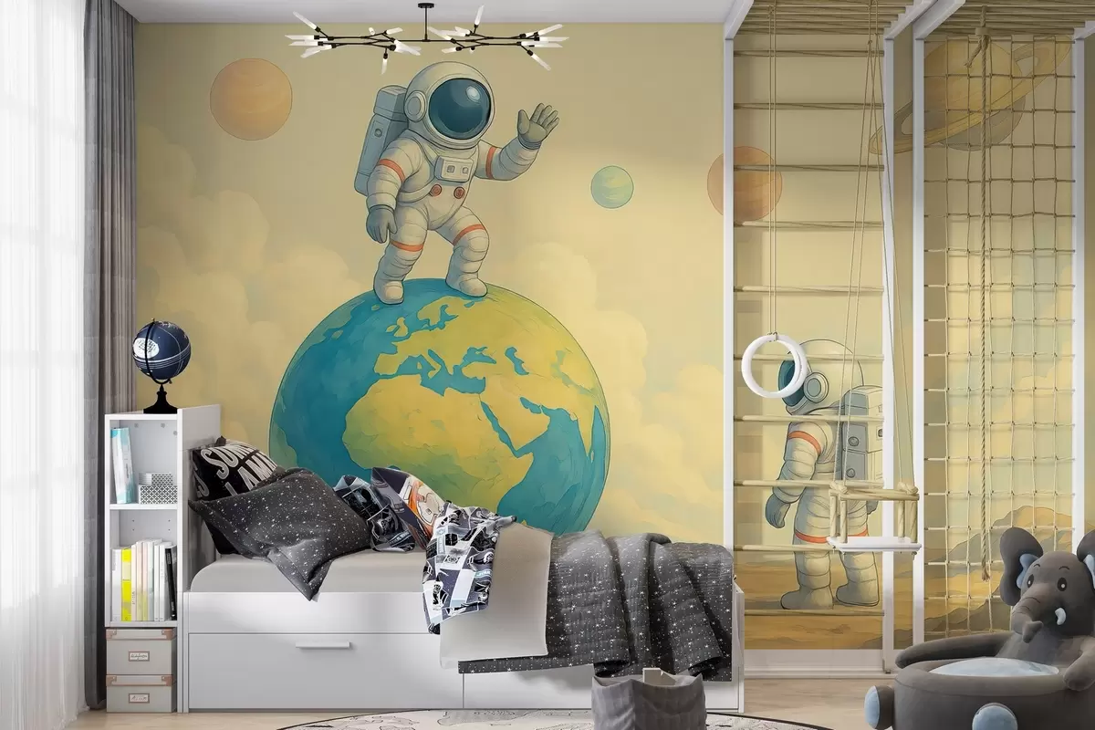 wall murals Watercolor fairytale astronauts w03980