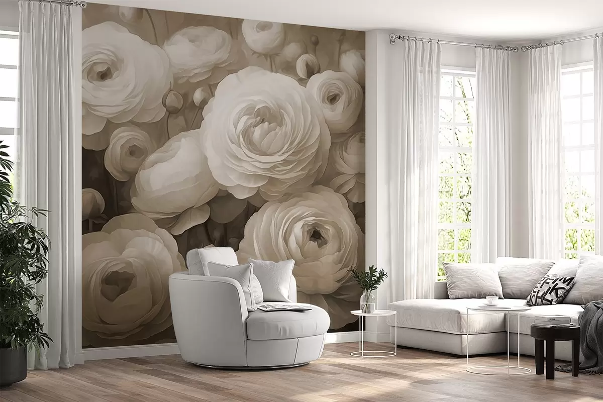 wall murals Volumetric flowers w03915v1