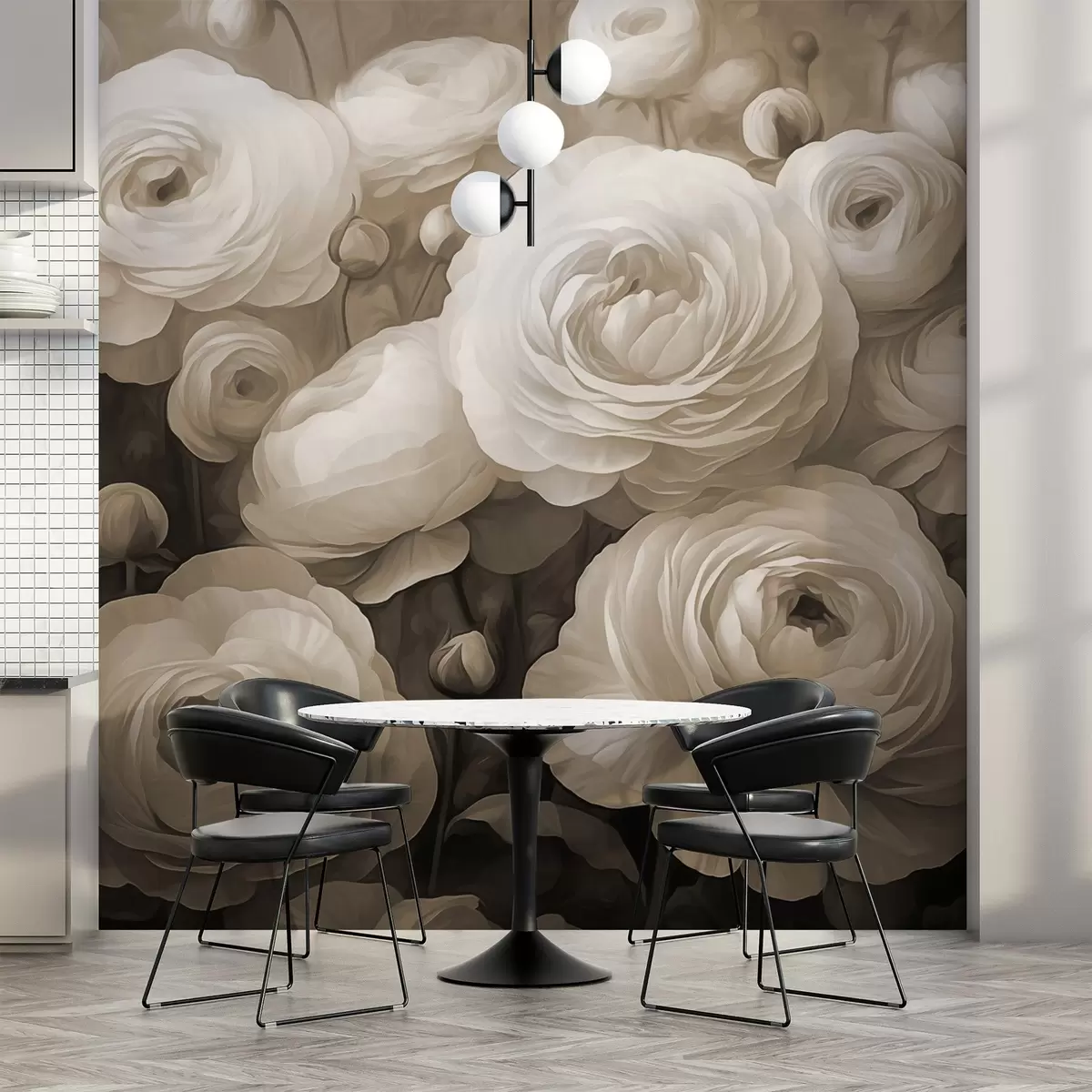 wall murals Volumetric flowers w03915v1