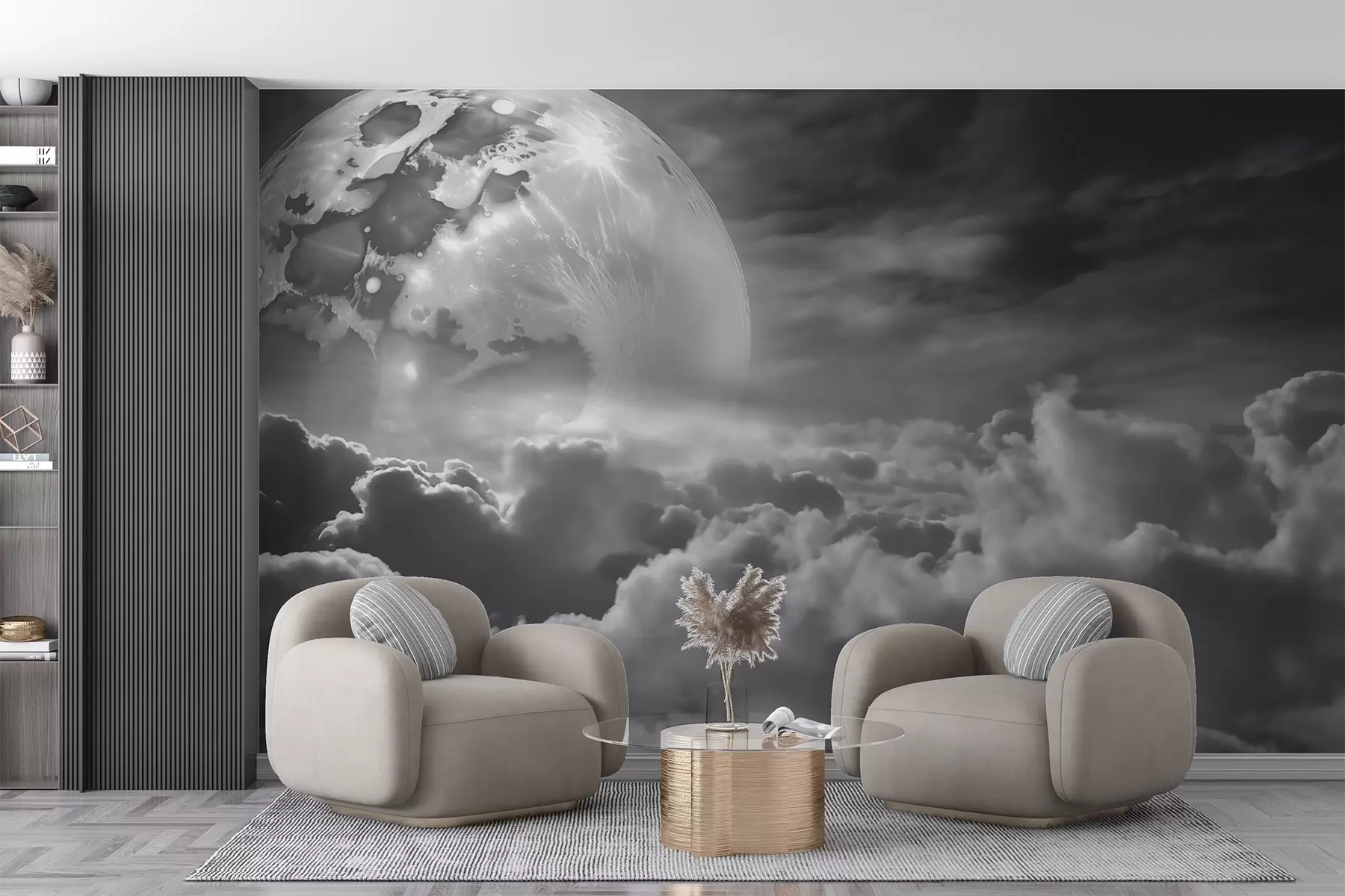 wall murals Moon above the clouds w03921