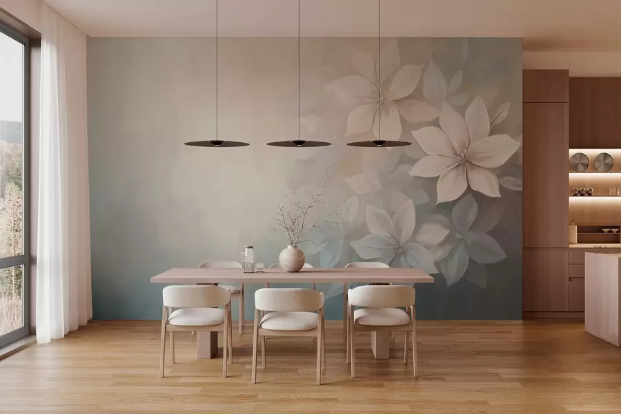 wall murals elegant flowers in the style of oil painting  w03770