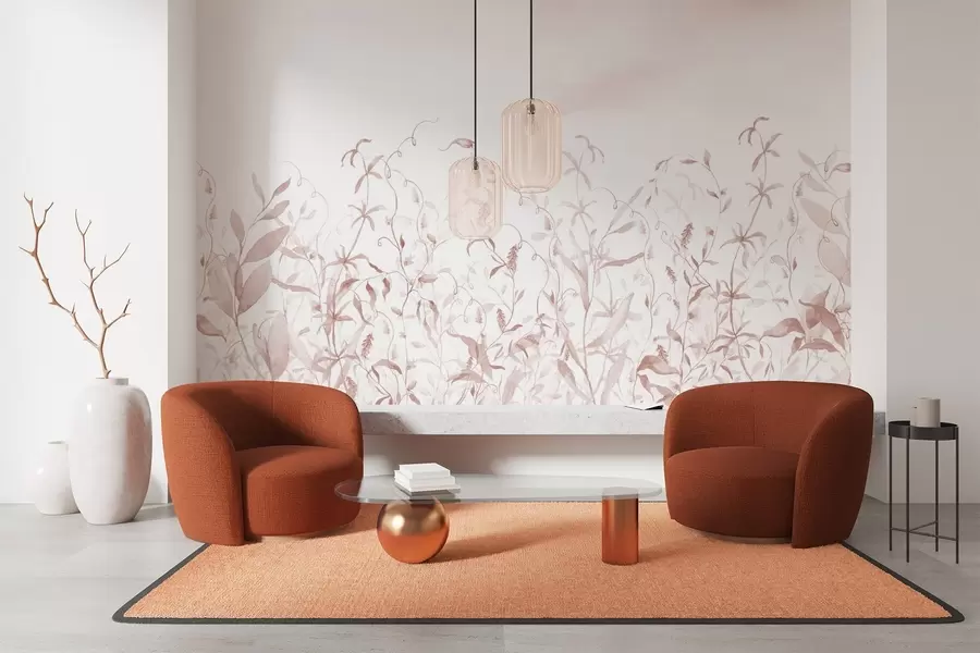wall murals Vegetation imitation of textured watercolor, shades of  red w03928