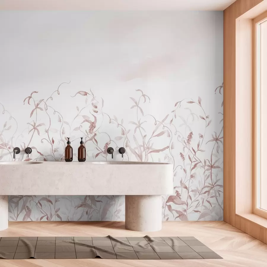 wall murals Vegetation imitation of textured watercolor, shades of  red w03928