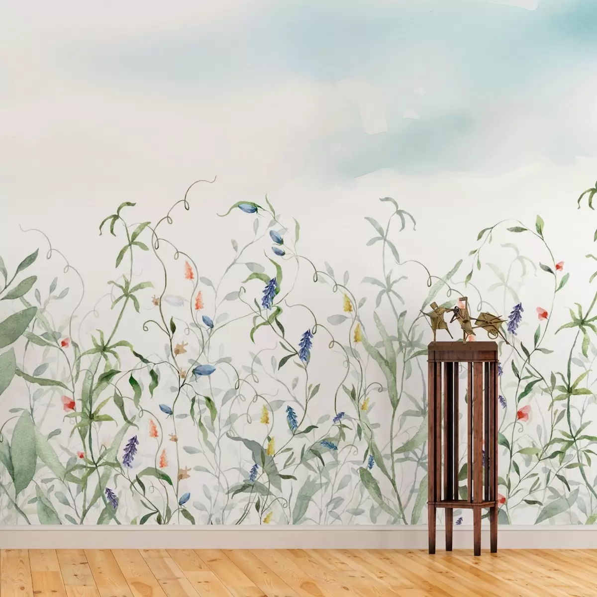 wall murals Grasses and vegetation imitation of textured watercolor w03928v1