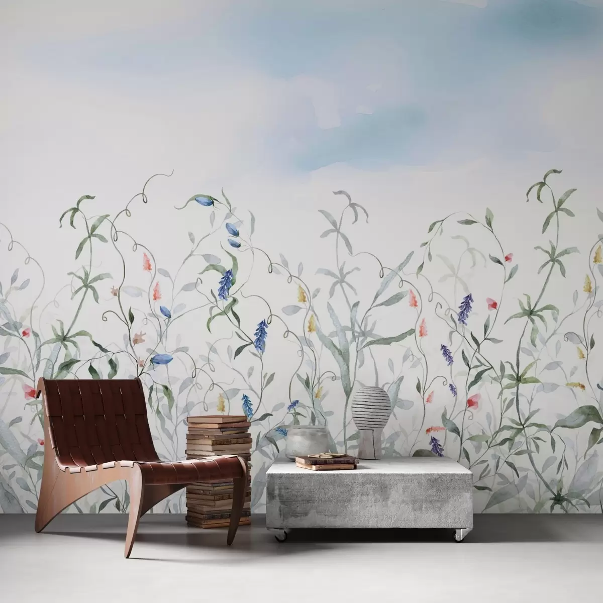 wall murals Vegetation imitation of textured watercolor w03928v2