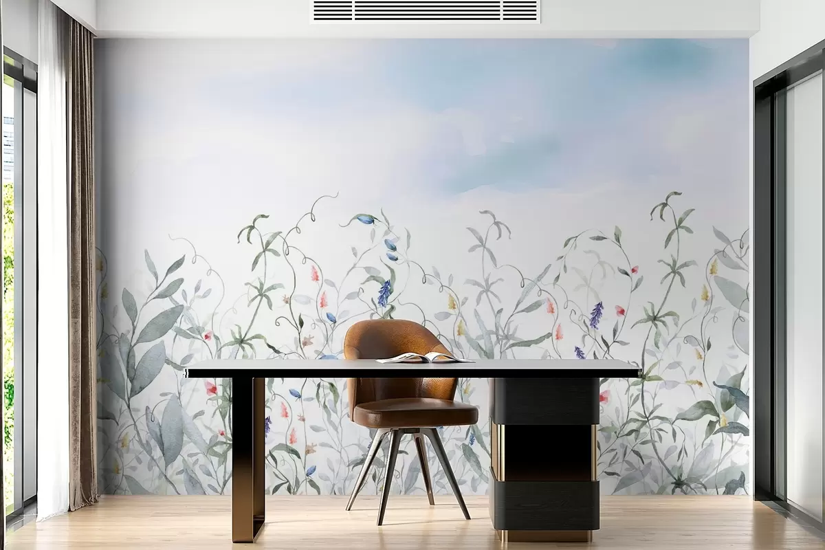 wall murals Vegetation imitation of textured watercolor w03928v2