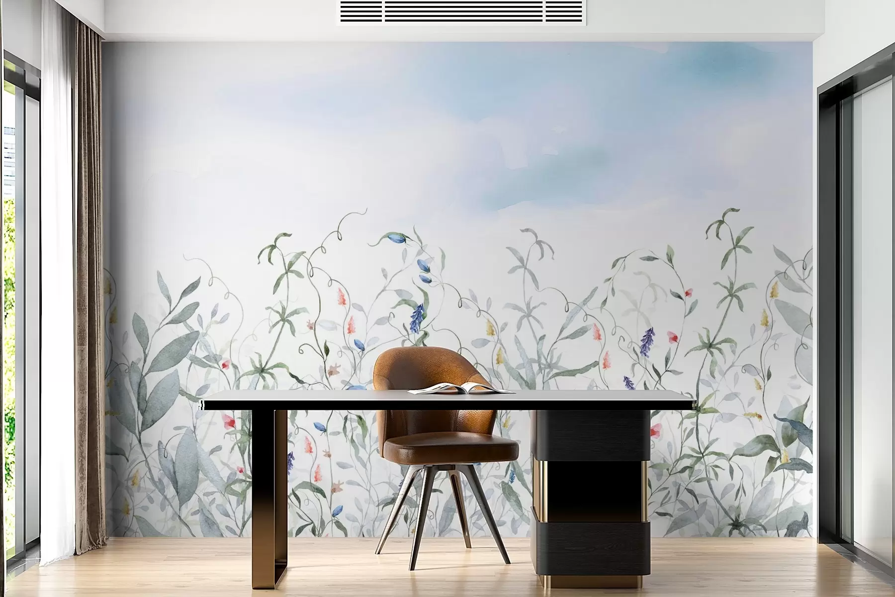 wall murals Vegetation imitation of textured watercolor w03928v2