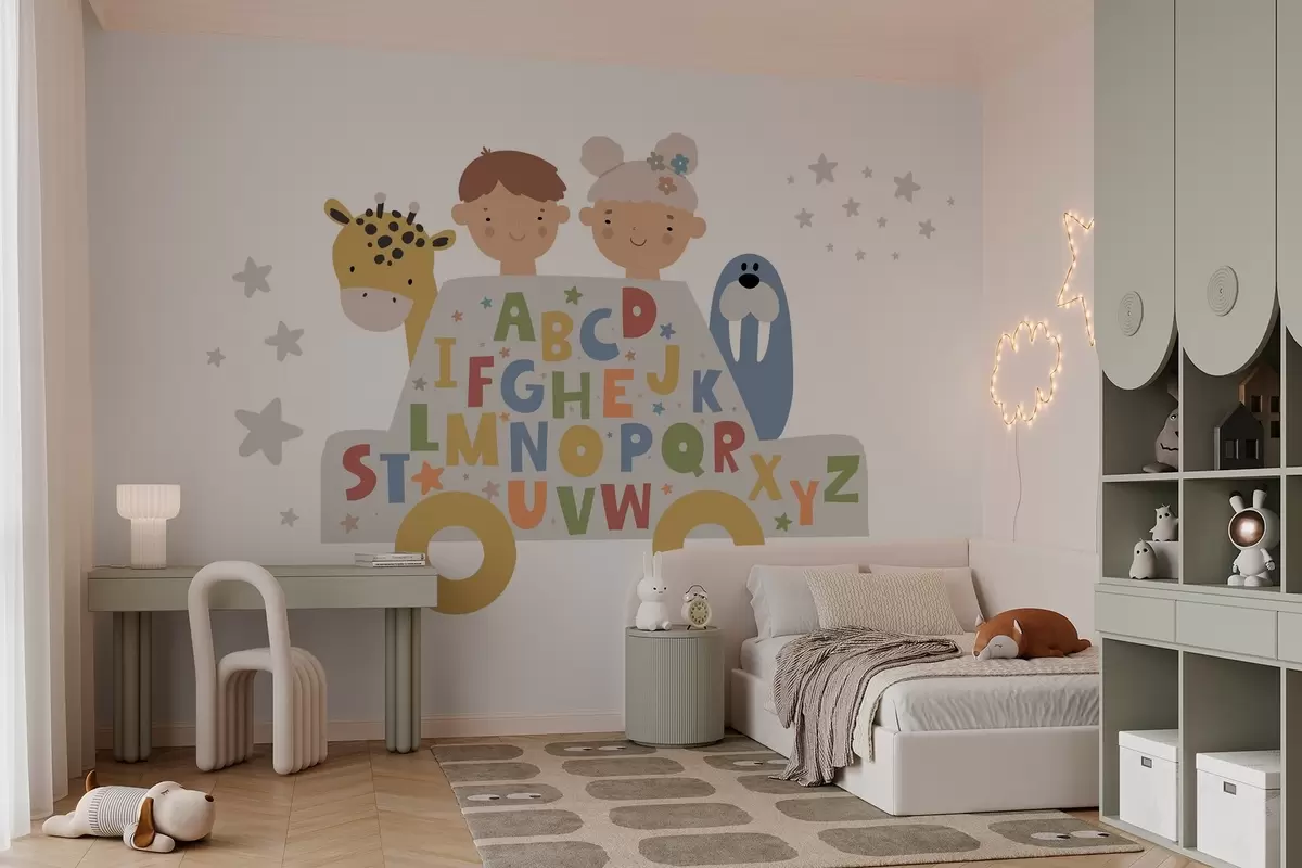 wall murals Children and the alphabet w03934