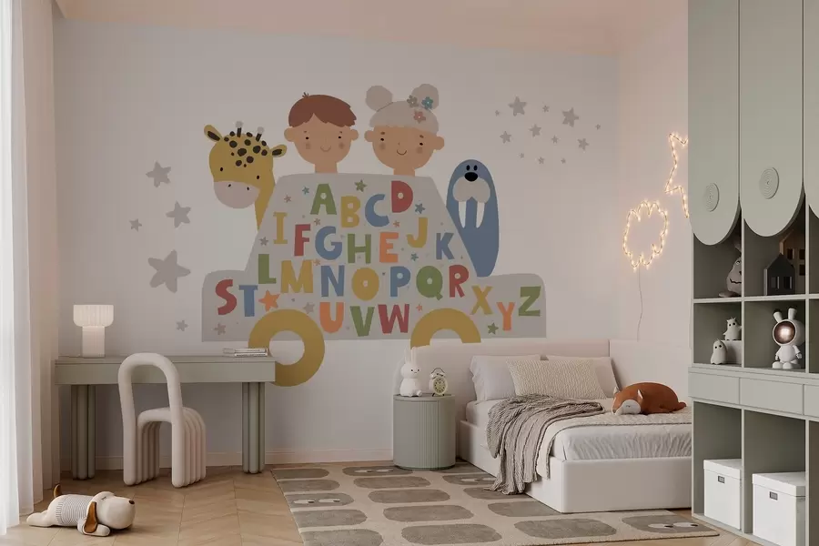 wall murals Children and the alphabet w03934
