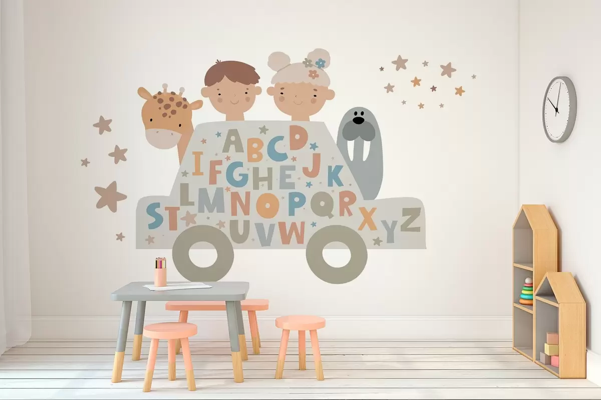 wall murals Children and the alphabet w03934v2