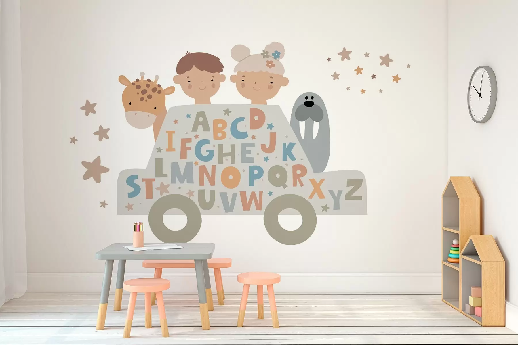 wall murals Children and the alphabet w03934v2