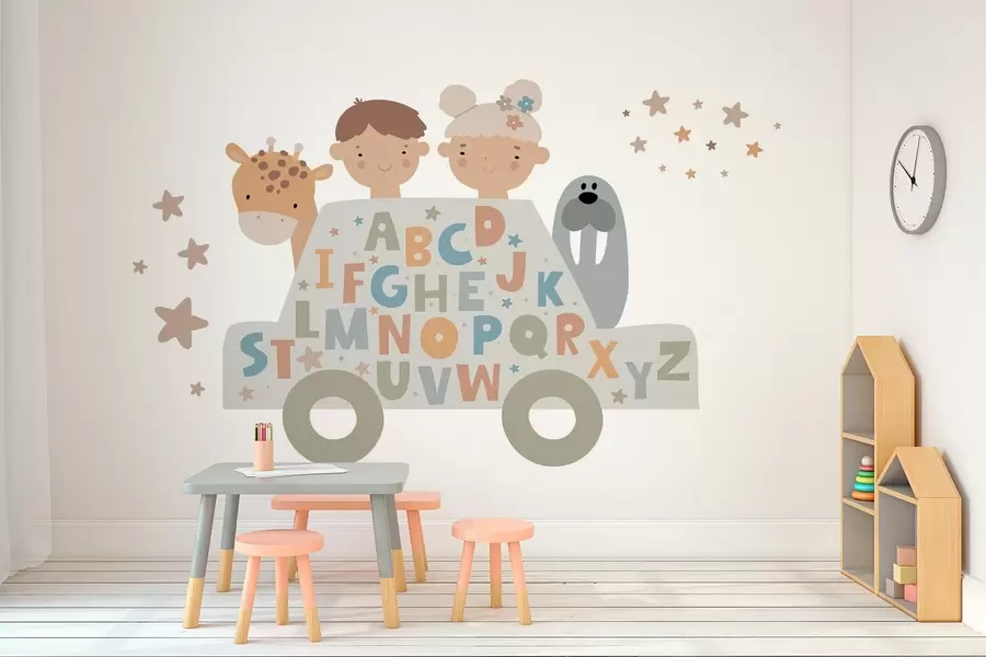 wall murals Children and the alphabet w03934v2