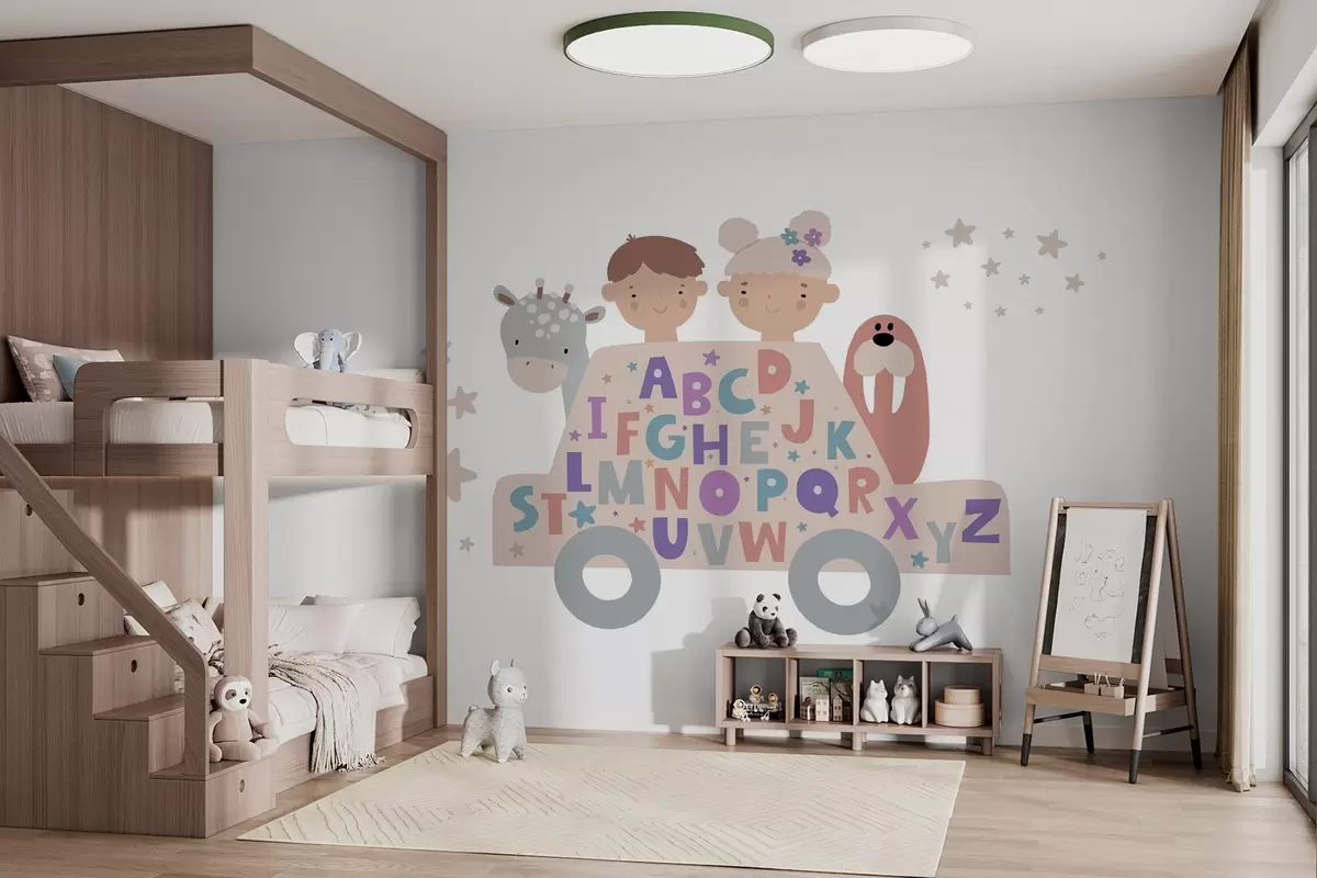 wall murals Children and the alphabet w03934v4