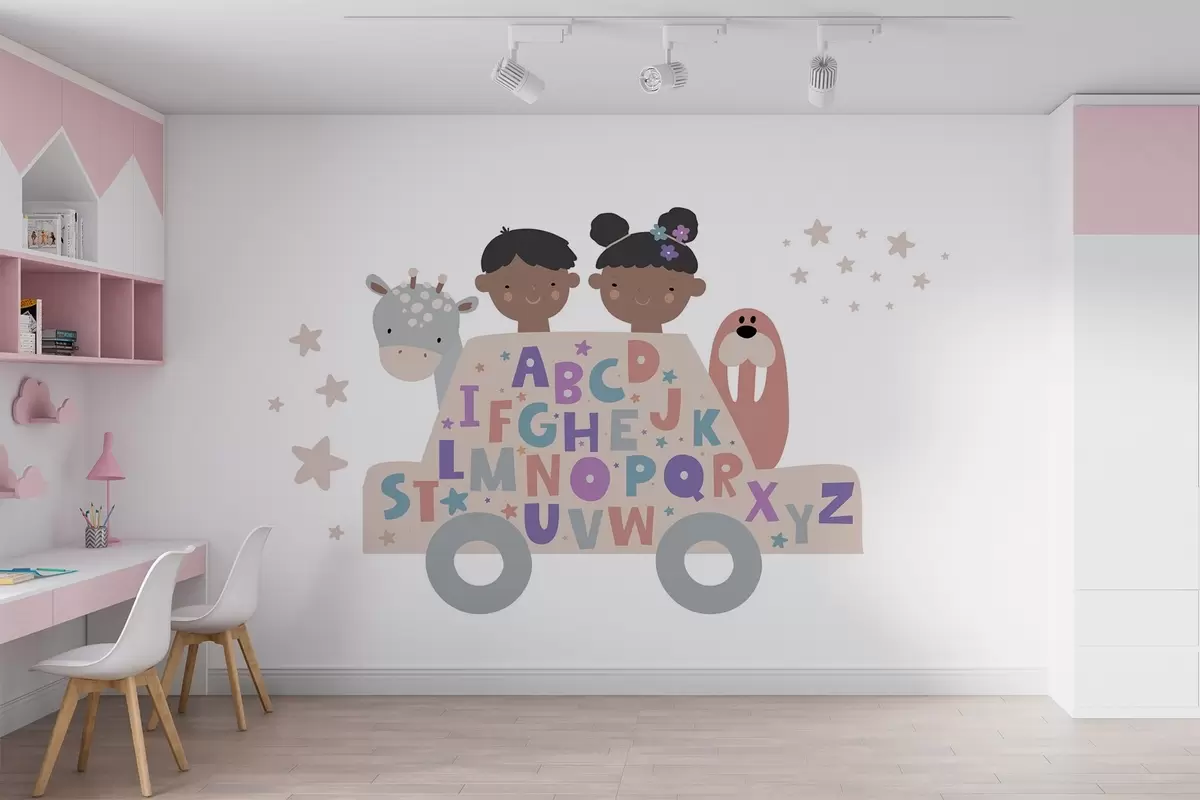 wall murals Children and the alphabet w03934v5