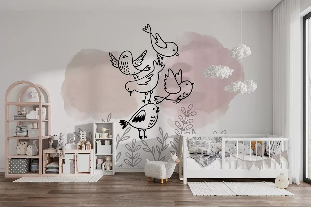 wall murals Birds among the branches w03950